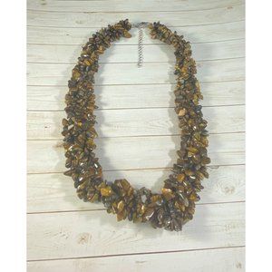 Chuck Clemency STS 925 Tiger's Eye Necklace Chip Beaded Signed